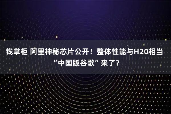 钱掌柜 阿里神秘芯片公开！整体性能与H20相当 “中国版谷歌”来了？
